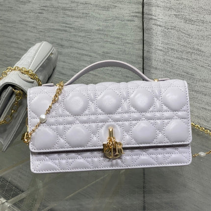 DIOR 25S DIOR TALK PHONE POUCH 21 IN PALE LILAC CALFSKIN GOLD HARDWARE