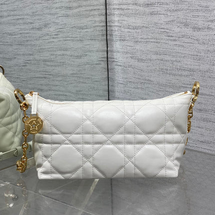 DIOR 25S STAR HOBO BAG 28 IN LATTE MACROCANNAGE CALFSKIN WITH CHAIN