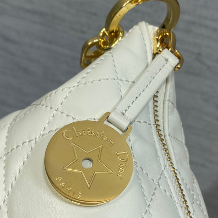 DIOR 25S STAR HOBO BAG 28 IN LATTE MACROCANNAGE CALFSKIN WITH CHAIN