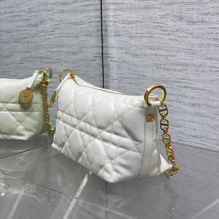 DIOR 25S STAR HOBO BAG 28 IN LATTE MACROCANNAGE CALFSKIN WITH CHAIN