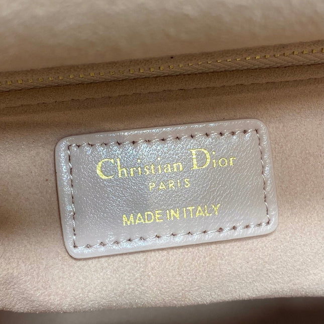 DIOR 25S MEDIUM LADY BAG 24 IN PINK CALFSKIN GOLD HARDWARE