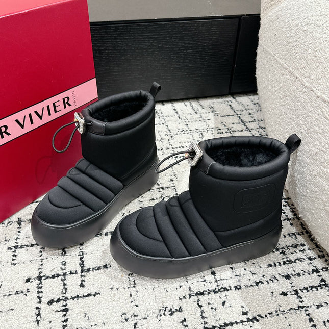 VIV' UP ANKLE BOOTS IN BLACK TECHNICAL FABRIC FLEECE LINING