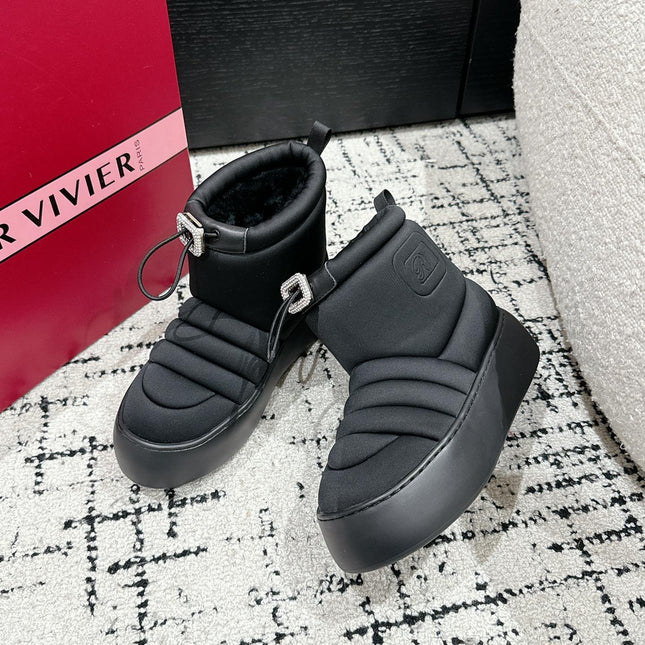 VIV' UP ANKLE BOOTS IN BLACK TECHNICAL FABRIC FLEECE LINING