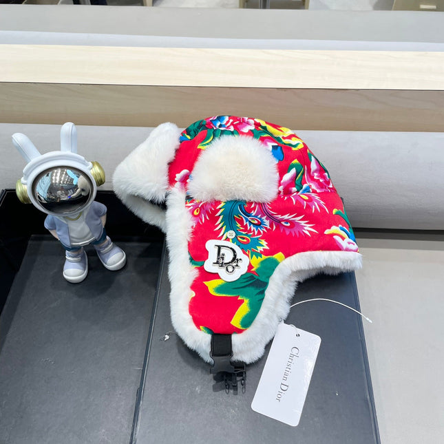 TRAPPER HAT IN COLORFUL VELVET AND RABBIT FUR 416387