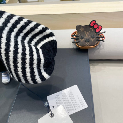 BEANIE HAT IN STELL BLACK MIX WHITE CASHMERE 436730