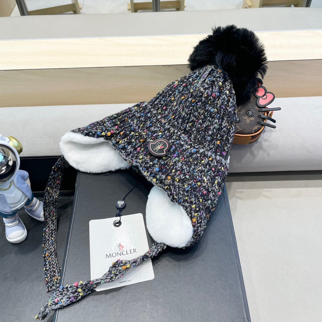 BEANIE HAT IN BLACK WOOL LINED WITH FLEECE 436773