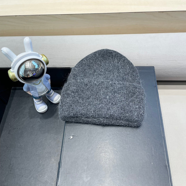 BEANIE HAT IN GRAPHITE GRAY WOOL 438121