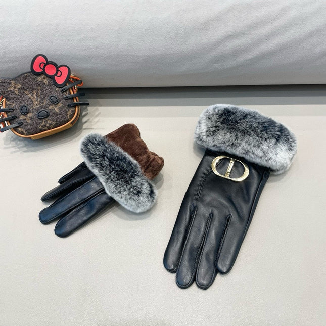 GLOVES IN BLACK LAMBSKIN AND RABBIT FUR 460082