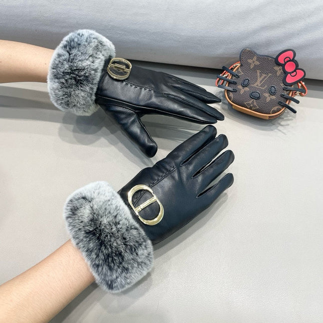 GLOVES IN BLACK LAMBSKIN AND RABBIT FUR 460082