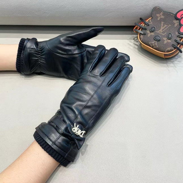 TOUCHSCREEN GLOVES IN BLACK LAMBSKIN MIX WOOL 462394