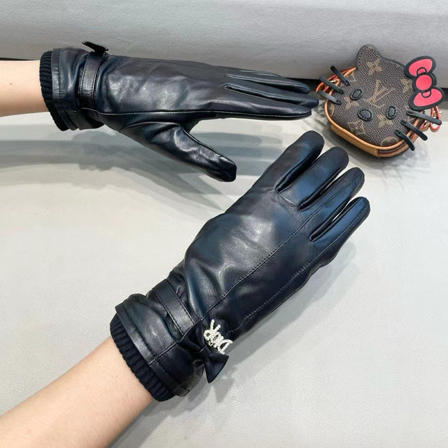 TOUCHSCREEN GLOVES IN BLACK LAMBSKIN MIX WOOL 462394
