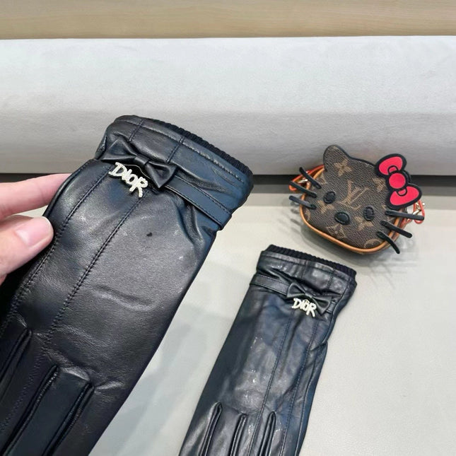 TOUCHSCREEN GLOVES IN BLACK LAMBSKIN MIX WOOL 462394