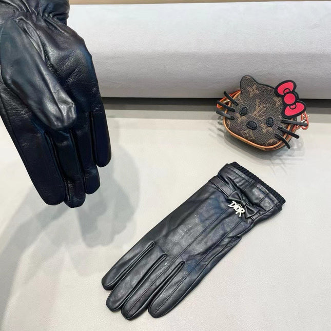 TOUCHSCREEN GLOVES IN BLACK LAMBSKIN MIX WOOL 462394