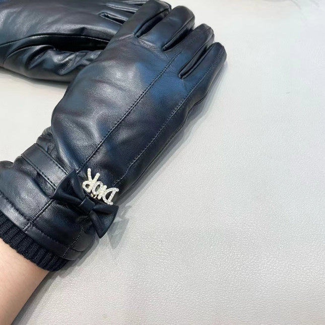 TOUCHSCREEN GLOVES IN BLACK LAMBSKIN MIX WOOL 462394