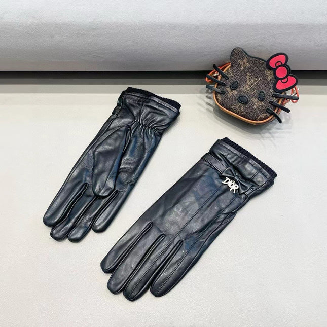 TOUCHSCREEN GLOVES IN BLACK LAMBSKIN MIX WOOL 462394