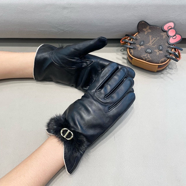 GLOVES IN BLACK LAMBSKIN WITH BOW RABBIT FUR 462401
