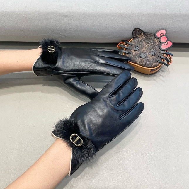 GLOVES IN BLACK LAMBSKIN WITH BOW RABBIT FUR 462401