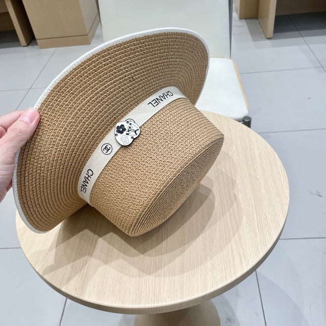 FLAT STRAW HAT BROWN 672720