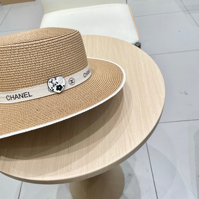 FLAT STRAW HAT BROWN 672720