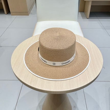 FLAT STRAW HAT BROWN 672720