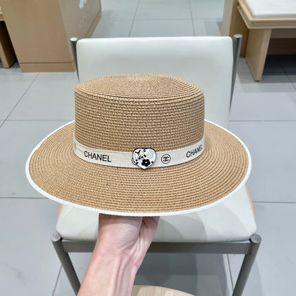 FLAT STRAW HAT BROWN 672720