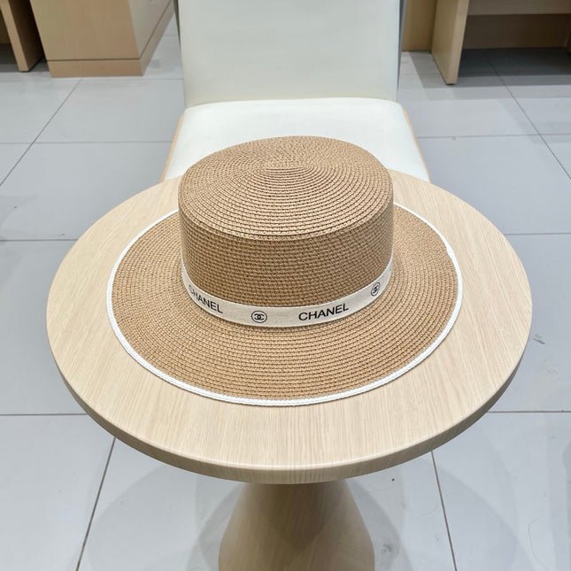 FLAT STRAW HAT BROWN 672720