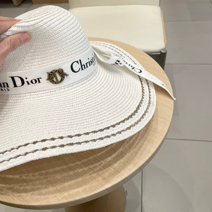 HAT IN WHITE RAFFIA WIDE-BRIM MIX BIG WHITE BOW