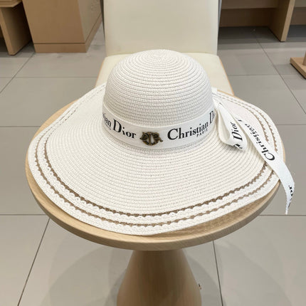 HAT IN WHITE RAFFIA WIDE-BRIM MIX BIG WHITE BOW