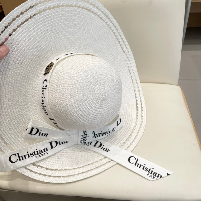 HAT IN WHITE RAFFIA WIDE-BRIM MIX BIG WHITE BOW