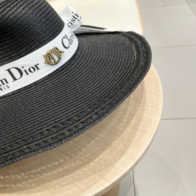 HAT IN BLACK RAFFIA WIDE-BRIM MIX BIG WHITE BOW