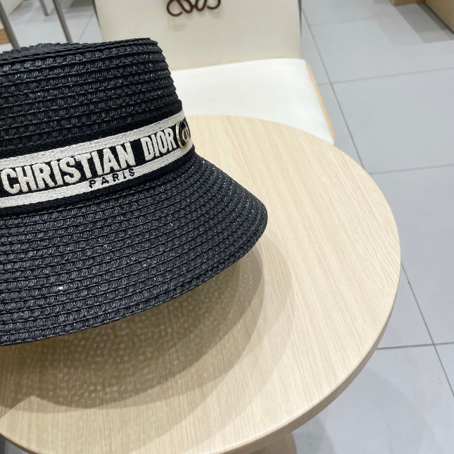 BUCKET HAT 57 CM IN BLACK RAFFIA 653741