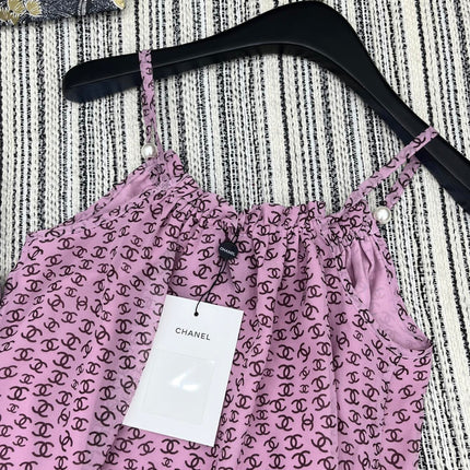 CHANEL PINK PEARL-EMBELLISHED CAMISOLE