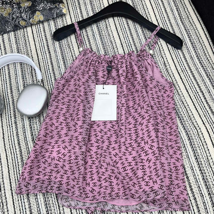 CHANEL PINK PEARL-EMBELLISHED CAMISOLE