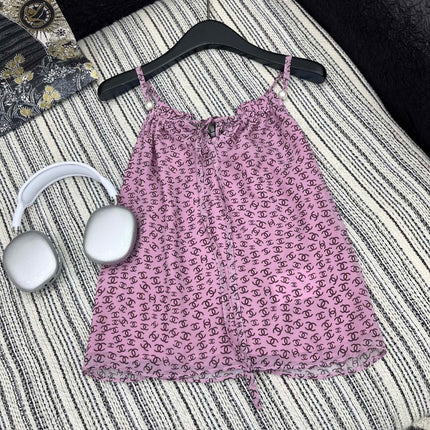 CHANEL PINK PEARL-EMBELLISHED CAMISOLE