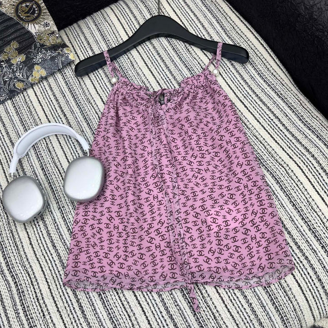 CHANEL PINK PEARL-EMBELLISHED CAMISOLE
