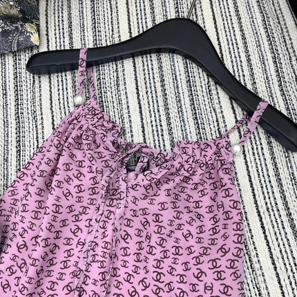 CHANEL PINK PEARL-EMBELLISHED CAMISOLE