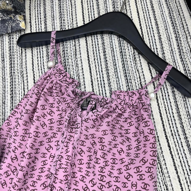 CHANEL PINK PEARL-EMBELLISHED CAMISOLE