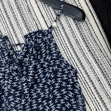 CHANEL BLACK PEARL-EMBELLISHED CAMISOLE