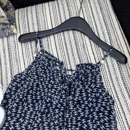 CHANEL BLACK PEARL-EMBELLISHED CAMISOLE