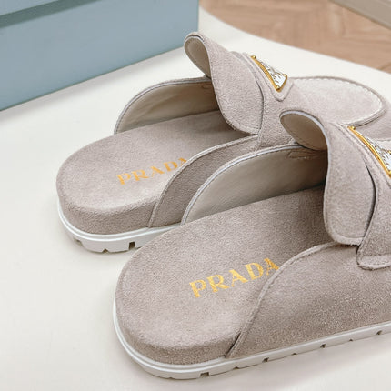 PRA SABOTS MULES LIGHT GRAY SUEDE