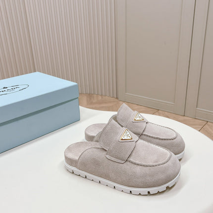 PRA SABOTS MULES LIGHT GRAY SUEDE