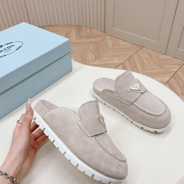 PRA SABOTS MULES LIGHT GRAY SUEDE