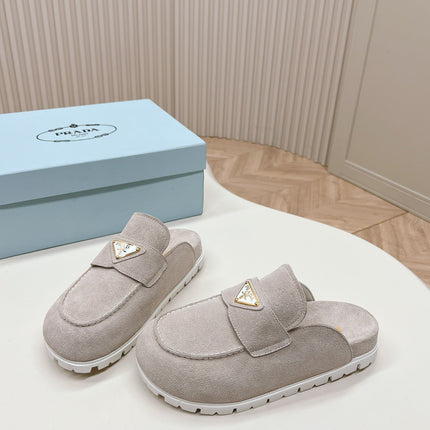 PRA SABOTS MULES LIGHT GRAY SUEDE