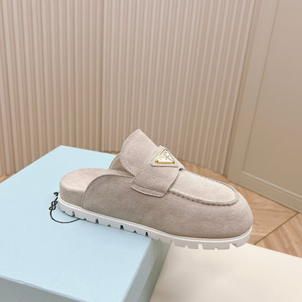 PRA SABOTS MULES LIGHT GRAY SUEDE