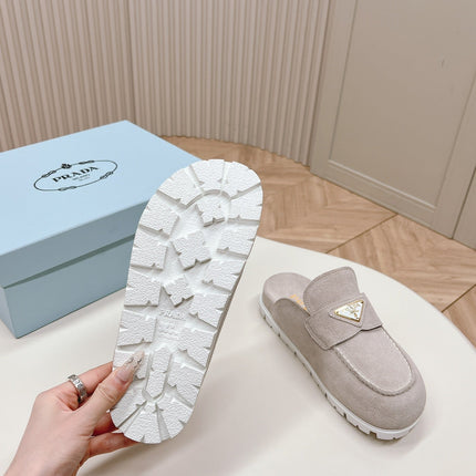 PRA SABOTS MULES LIGHT GRAY SUEDE