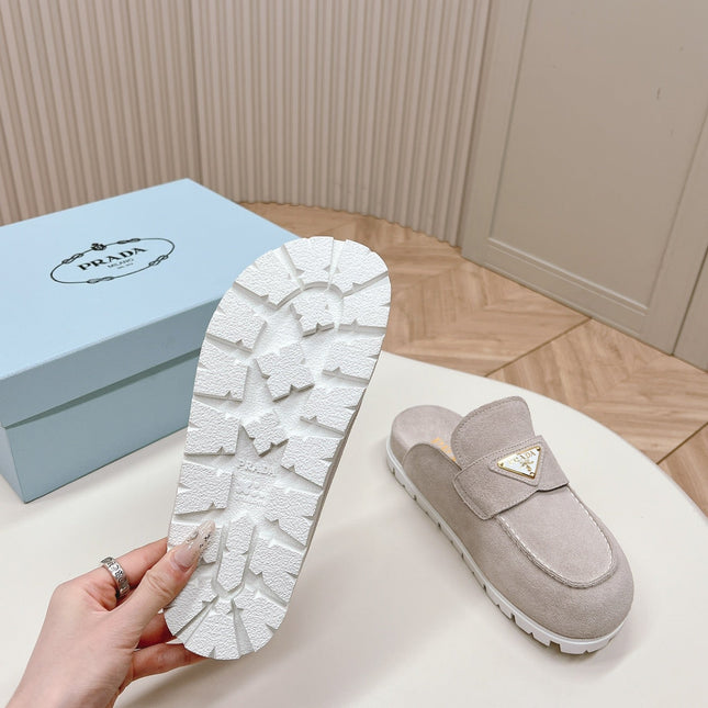 PRA SABOTS MULES LIGHT GRAY SUEDE