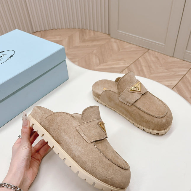 PRA SABOTS MULES LIGHT BROWN SUEDE