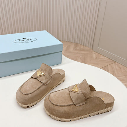 PRA SABOTS MULES LIGHT BROWN SUEDE