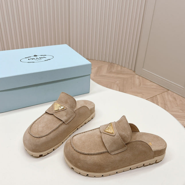 PRA SABOTS MULES LIGHT BROWN SUEDE