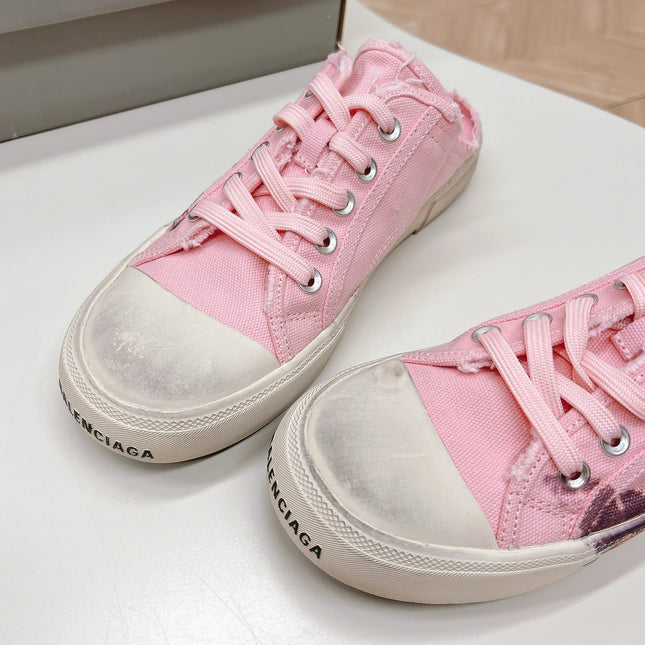 SNEAKER MULES IN PINK CANVAS GRAFFITI LOGO